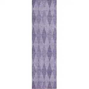 Photo of 8' Runner Purple Geometric Washable Non Skid Indoor Outdoor Runner Rug