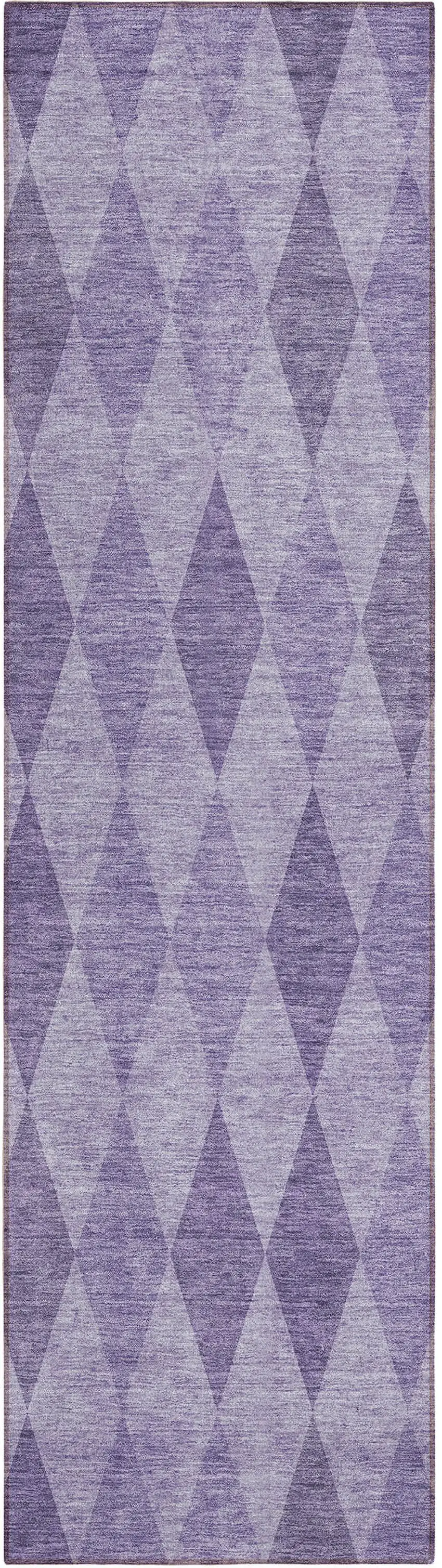8' Runner Purple Geometric Washable Non Skid Indoor Outdoor Runner Rug Photo 2