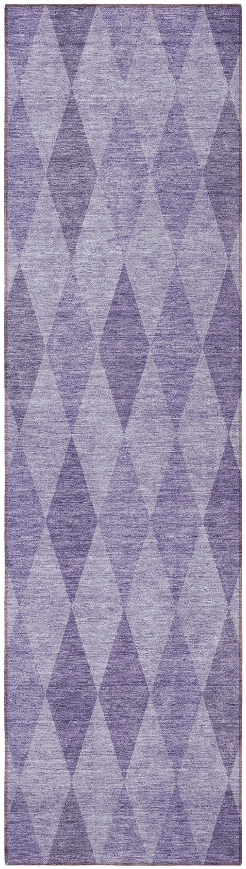 Purple Geometric Washable Non Skid Indoor Outdoor Runner Rug Photo 4