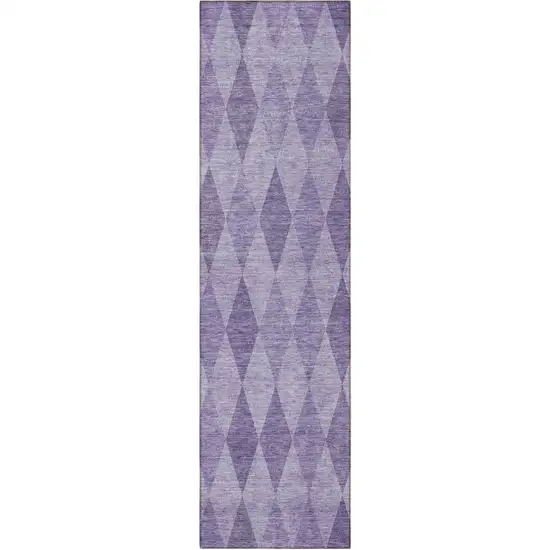 Purple Geometric Washable Non Skid Indoor Outdoor Runner Rug Photo 4