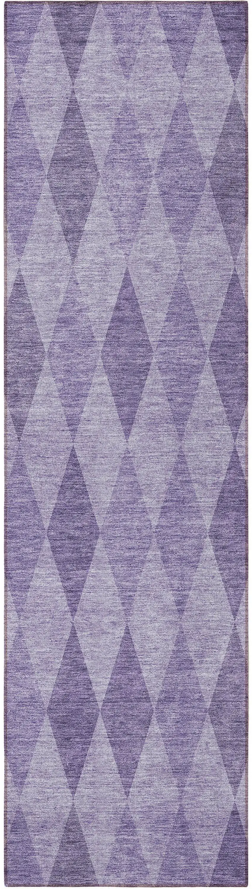 Purple Geometric Washable Non Skid Indoor Outdoor Runner Rug Photo 4