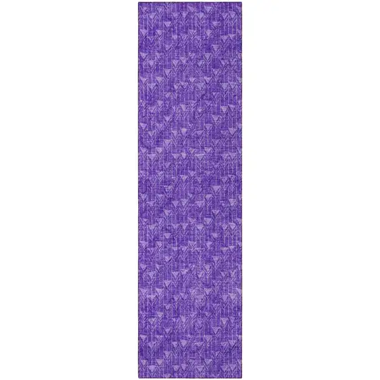 Purple Geometric Washable Non Skid Indoor Outdoor Runner Rug Photo 4