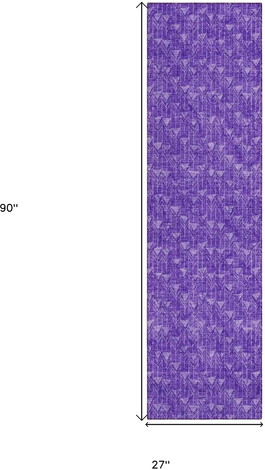 Purple Geometric Washable Non Skid Indoor Outdoor Runner Rug Photo 3