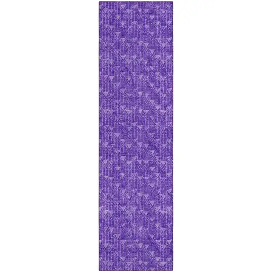 8' Runner Purple Geometric Washable Non Skid Indoor Outdoor Runner Rug Photo 2