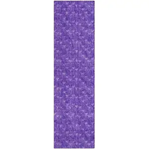 Photo of 8' Runner Purple Geometric Washable Non Skid Indoor Outdoor Runner Rug