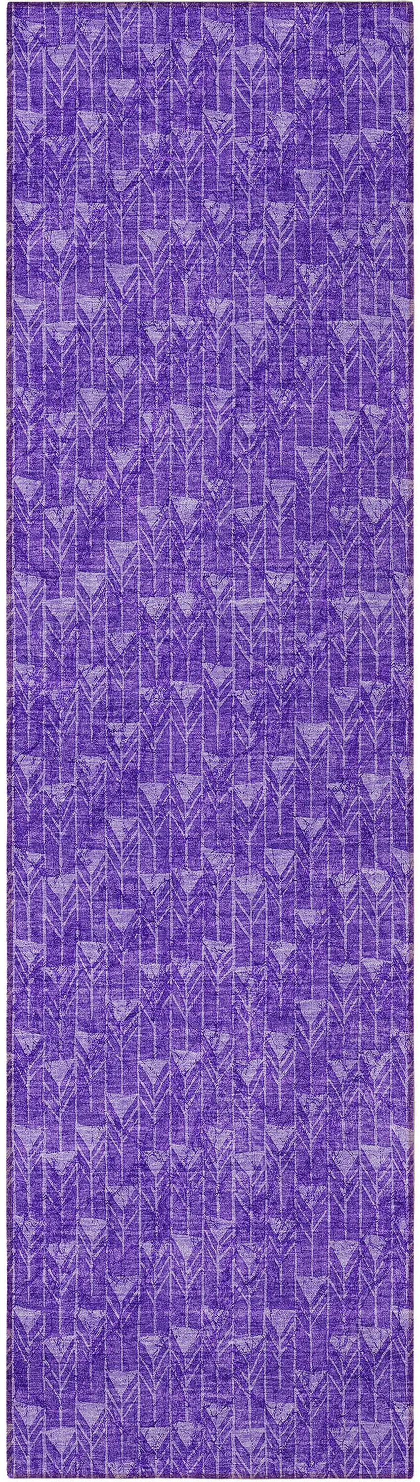 Purple Geometric Washable Non Skid Indoor Outdoor Runner Rug Photo 5