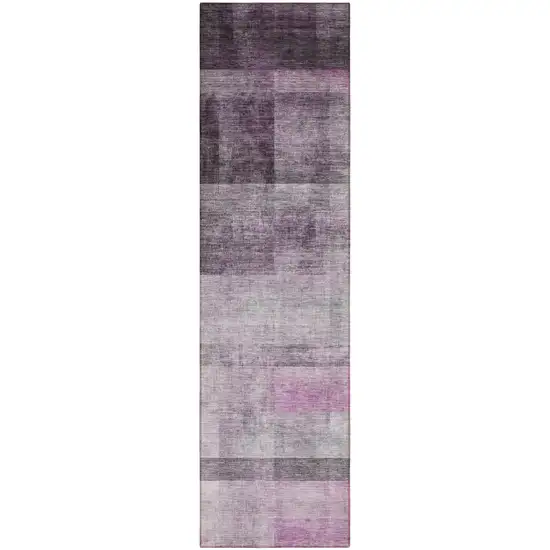 8' Runner Purple Ombre Washable Non Skid Indoor Outdoor Runner Rug Photo 2