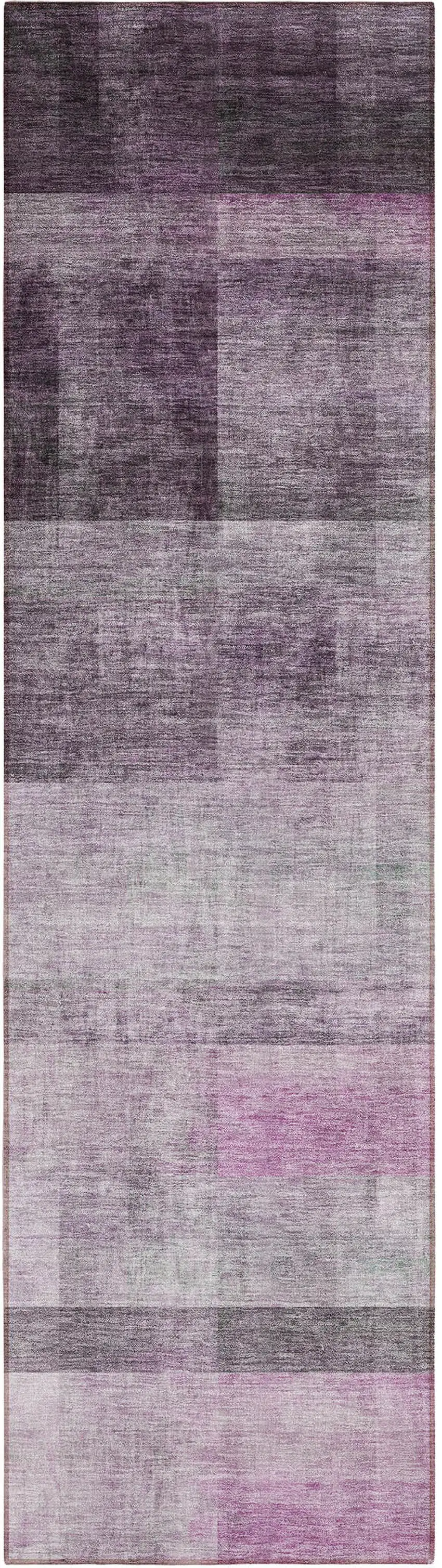 8' Runner Purple Ombre Washable Non Skid Indoor Outdoor Runner Rug Photo 2