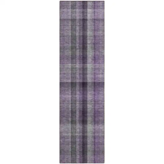 Purple Gray and Black Plaid Washable Non Skid Indoor Outdoor Area Rug Photo 2