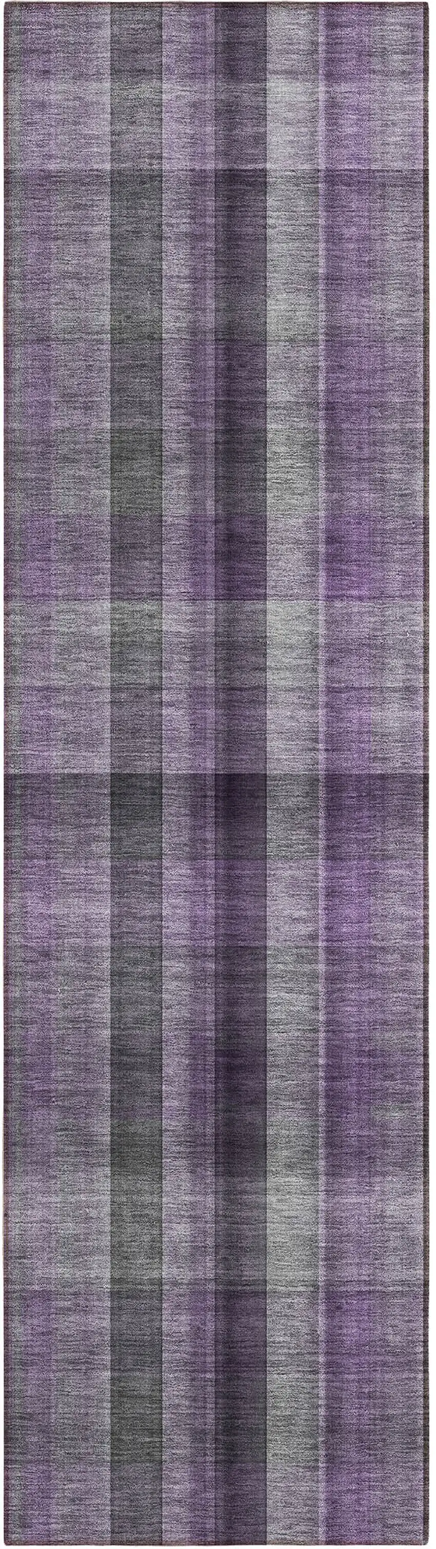 Purple Gray and Black Plaid Washable Non Skid Indoor Outdoor Area Rug Photo 2