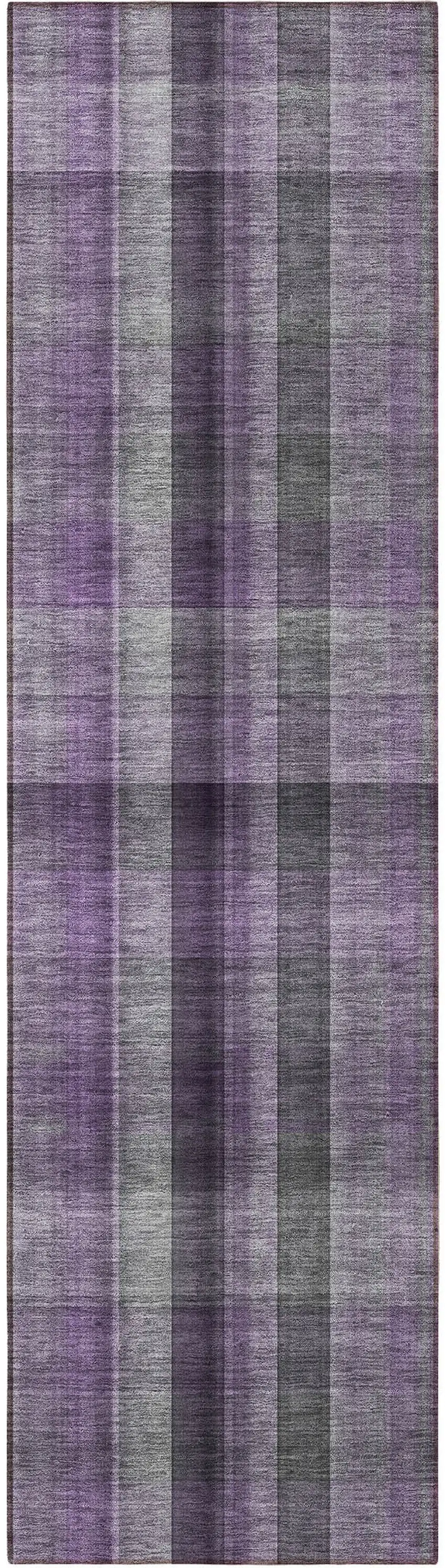 8' Runner Purple Plaid Washable Non Skid Indoor Outdoor Runner Rug Photo 3