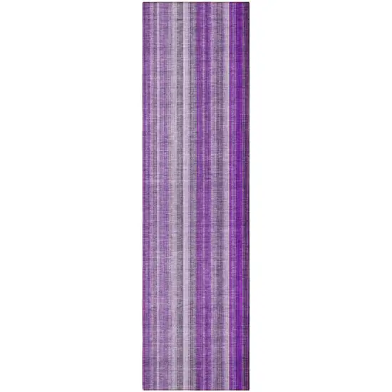 Purple Striped Washable Non Skid Indoor Outdoor Runner Rug Photo 5