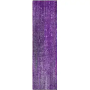 Photo of 8' Runner Purple Striped Washable Non Skid Indoor Outdoor Runner Rug