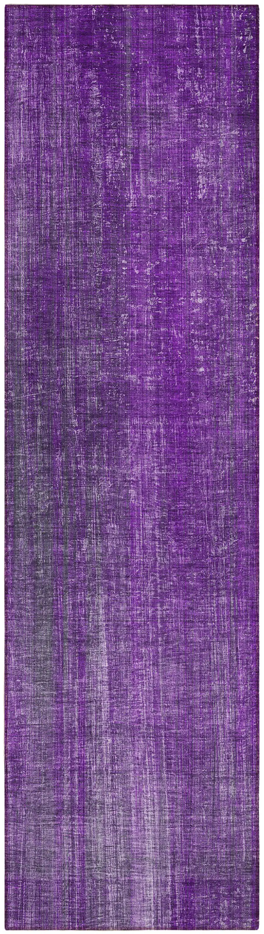 8' Runner Purple Striped Washable Non Skid Indoor Outdoor Runner Rug Photo 2