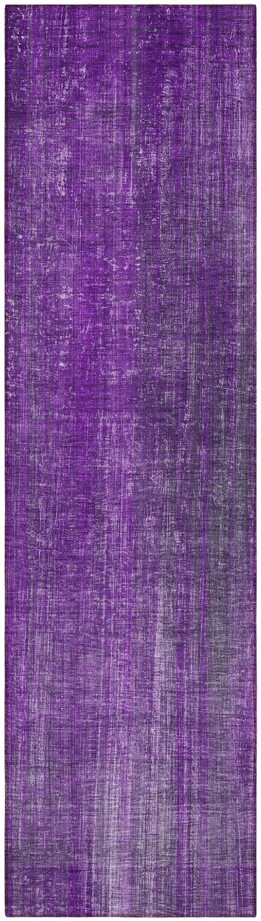 Purple Striped Washable Non Skid Indoor Outdoor Runner Rug Photo 5