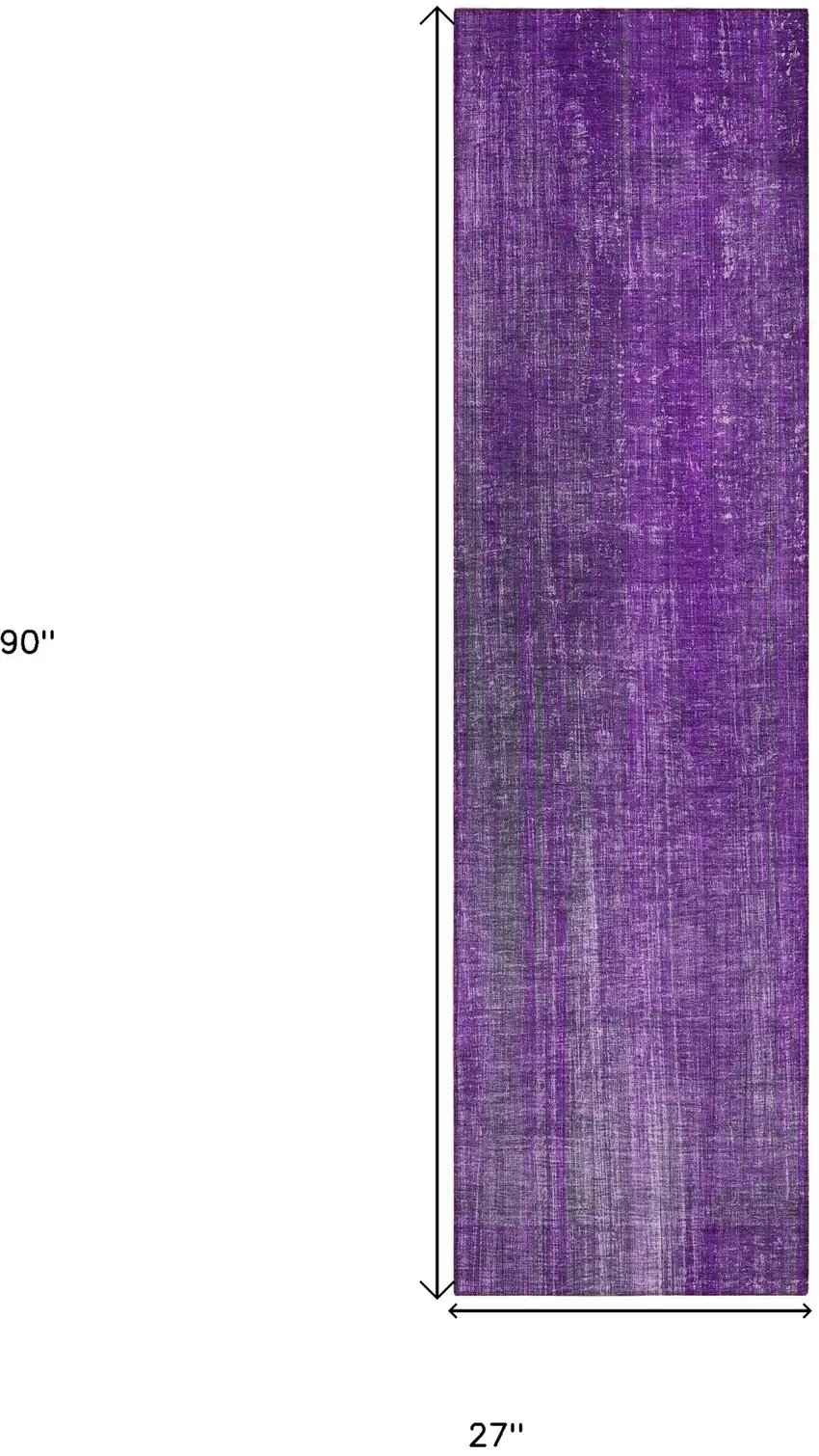 8' Runner Purple Striped Washable Non Skid Indoor Outdoor Runner Rug Photo 3