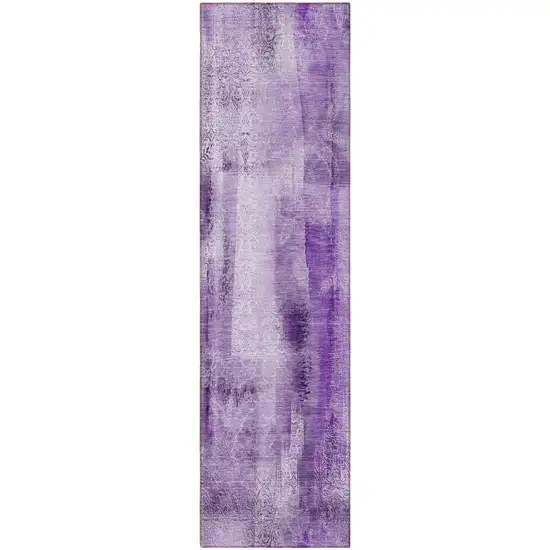 8' Runner Purple Washable Non Skid Indoor Outdoor Runner Rug Photo 4
