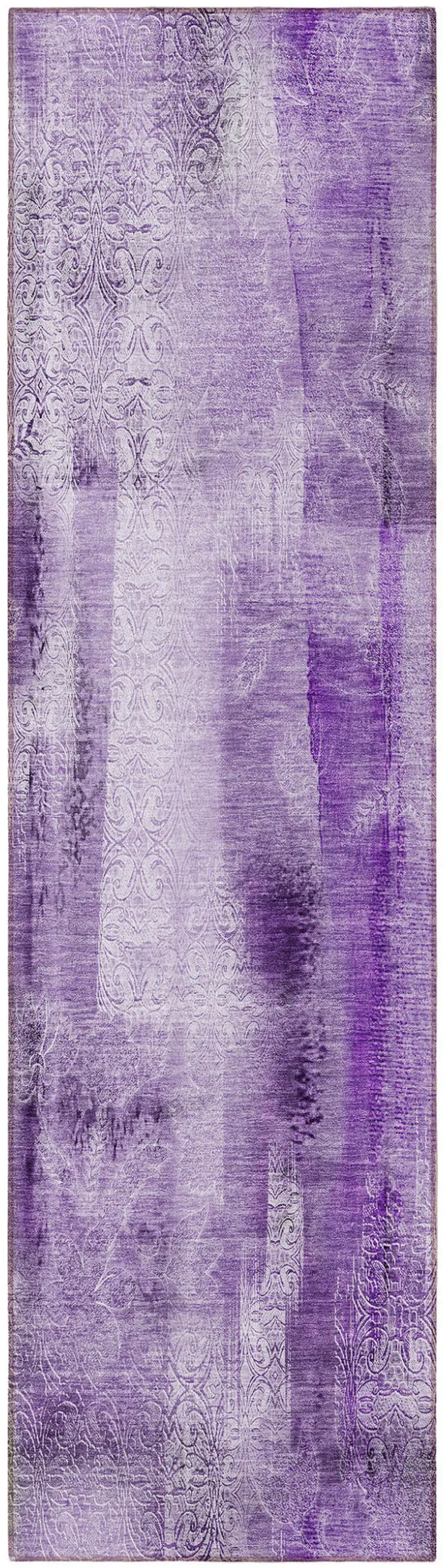 8' Runner Purple Washable Non Skid Indoor Outdoor Runner Rug Photo 4