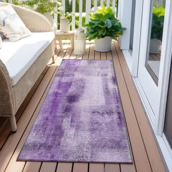 Purple Washable Non Skid Indoor Outdoor Runner Rug Photo 7