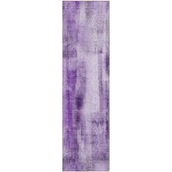 8' Runner Purple Washable Non Skid Indoor Outdoor Runner Rug Photo 2