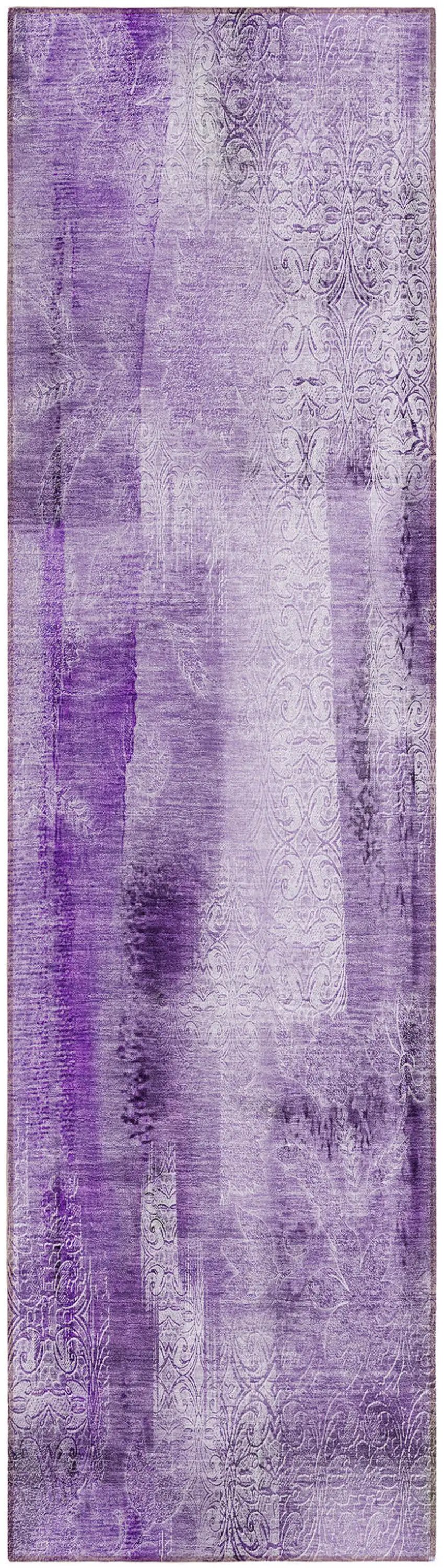 8' Runner Purple Washable Non Skid Indoor Outdoor Runner Rug Photo 2