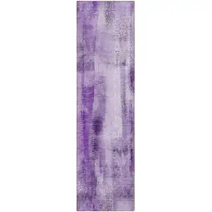 Photo of 8' Runner Purple Washable Non Skid Indoor Outdoor Runner Rug