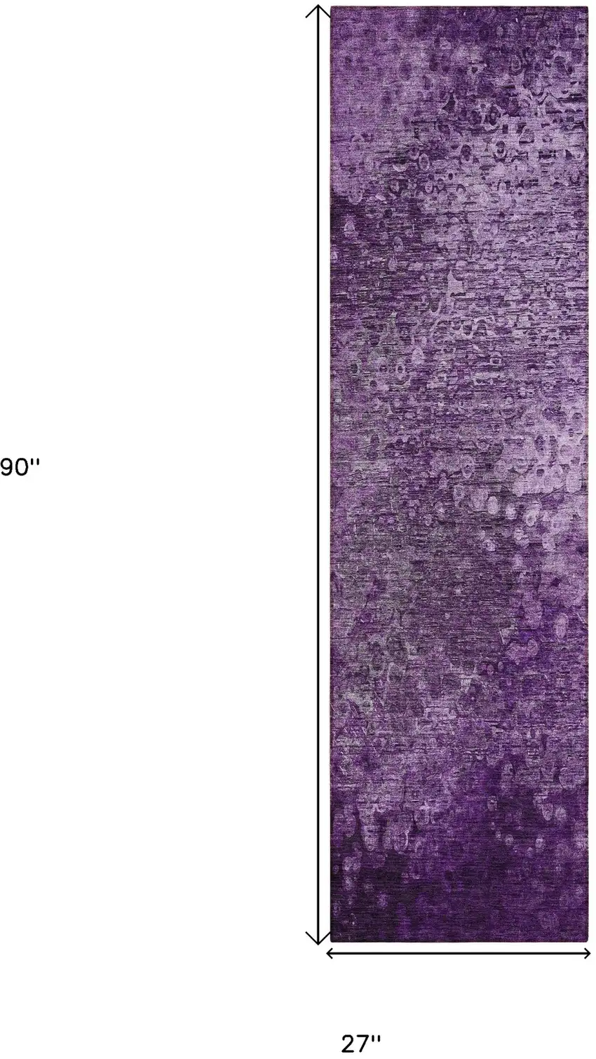 8' Runner Purple Washable Non Skid Indoor Outdoor Runner Rug Photo 3