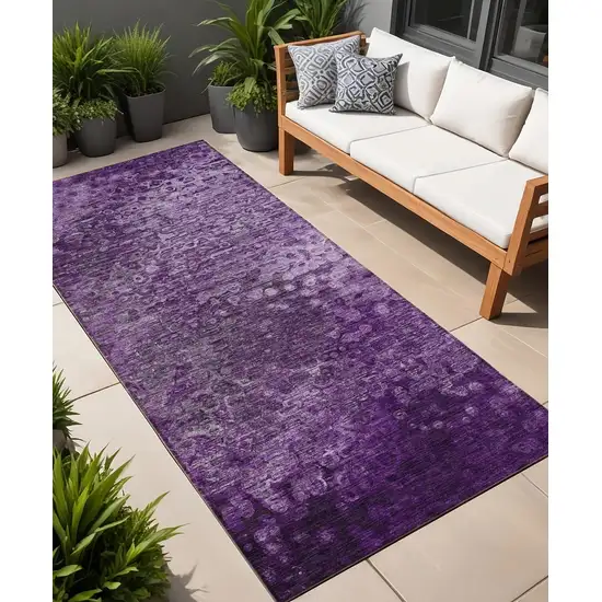 Purple Washable Non Skid Indoor Outdoor Runner Rug Photo 1