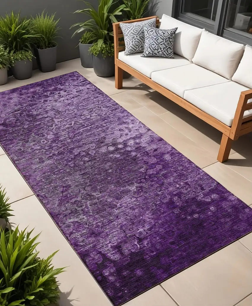 Purple Washable Non Skid Indoor Outdoor Runner Rug Photo 1