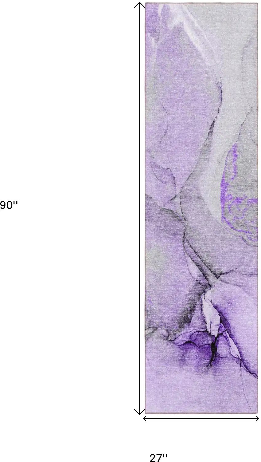 8' Runner Purple and Ivory Abstract Washable Non Skid Indoor Outdoor Runner Rug Photo 3