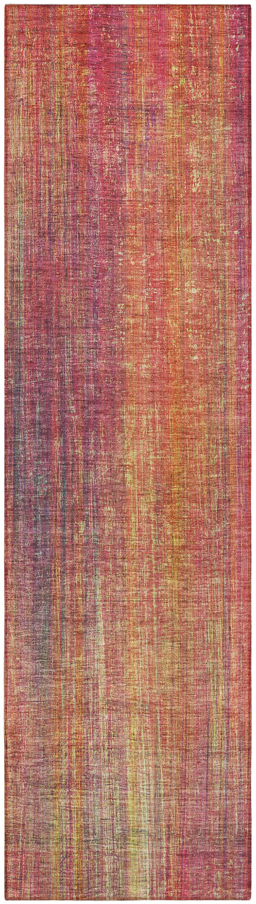 Red and Orange Striped Washable Non Skid Indoor Outdoor Runner Rug Photo 2