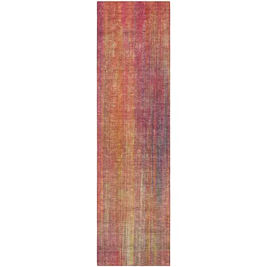 Red and Orange Striped Washable Non Skid Indoor Outdoor Runner Rug Photo 5