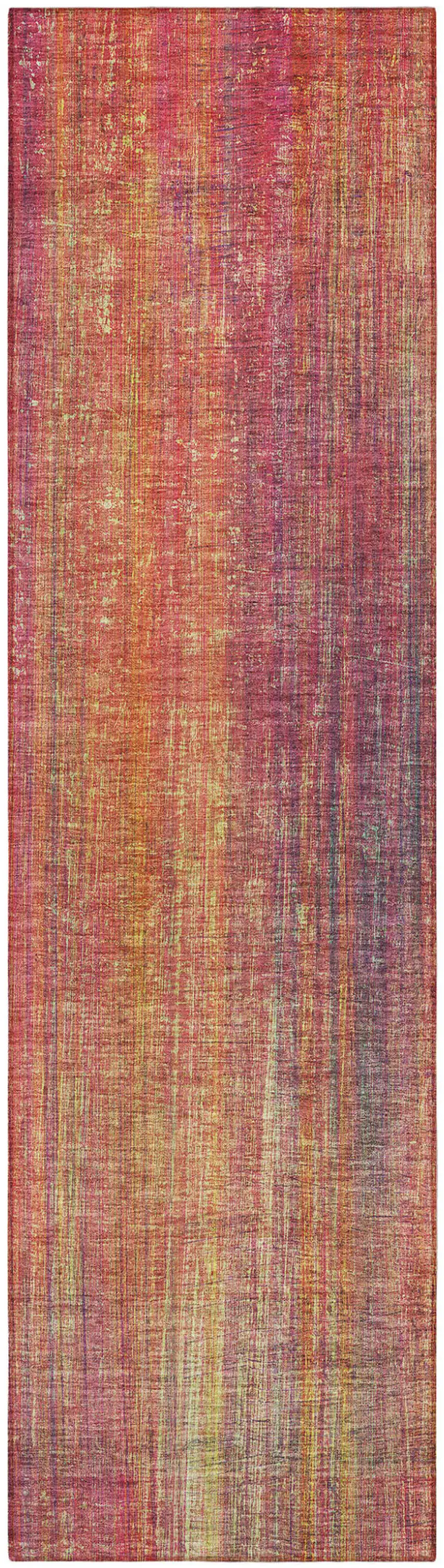 Red and Orange Striped Washable Non Skid Indoor Outdoor Runner Rug Photo 5