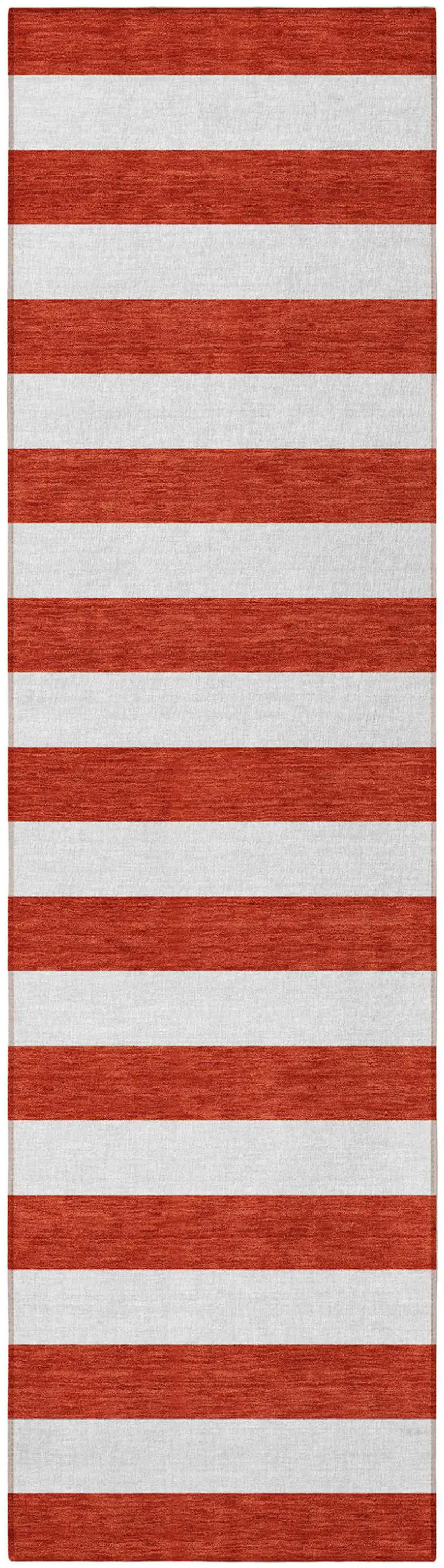 Red and White Striped Washable Non Skid Indoor Outdoor Runner Rug Photo 3