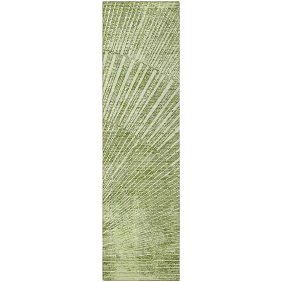 Sage Abstract Washable Non Skid Indoor Outdoor Runner Rug Photo 4