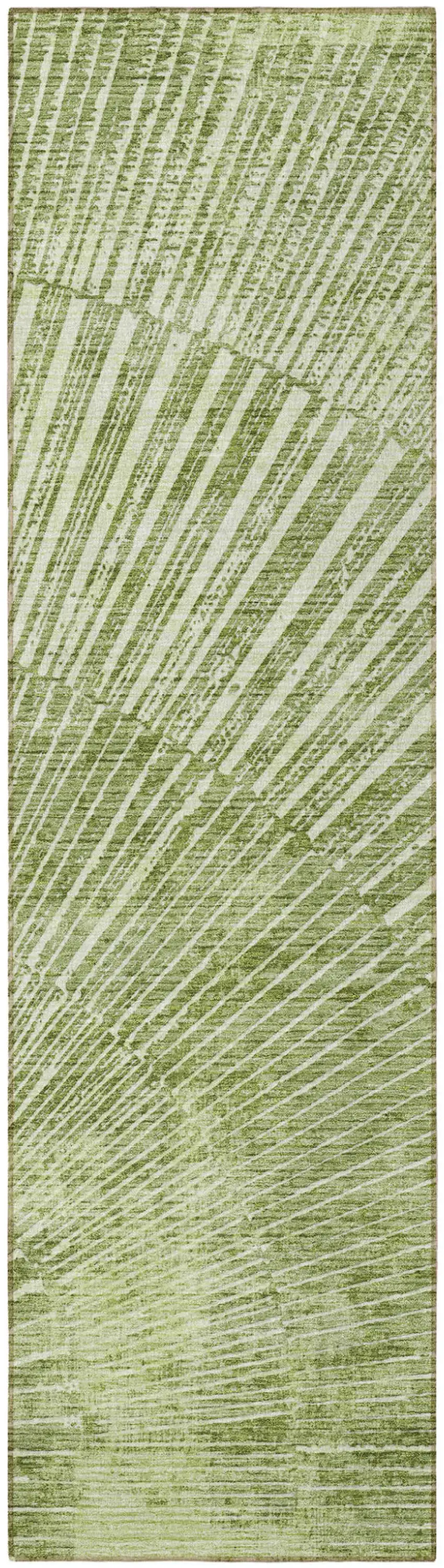 Sage Abstract Washable Non Skid Indoor Outdoor Runner Rug Photo 4