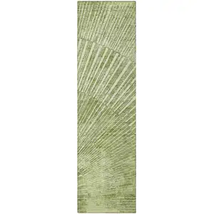 Photo of 8' Runner Sage Abstract Washable Non Skid Indoor Outdoor Runner Rug