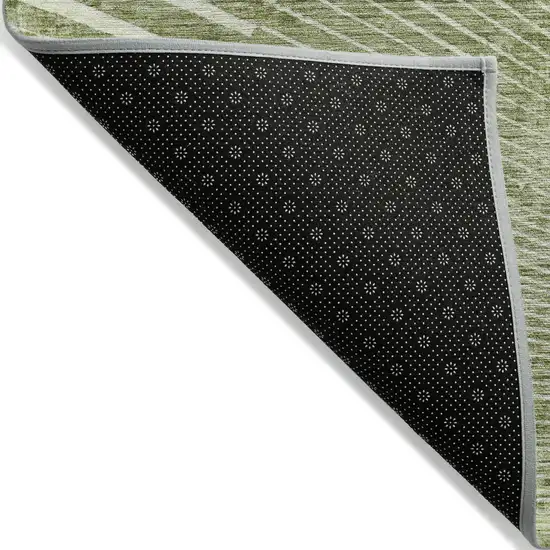 Sage Abstract Washable Non Skid Indoor Outdoor Runner Rug Photo 5