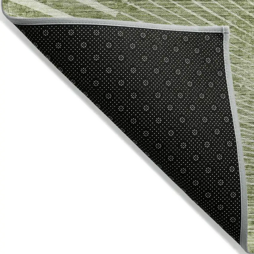 Sage Abstract Washable Non Skid Indoor Outdoor Runner Rug Photo 5