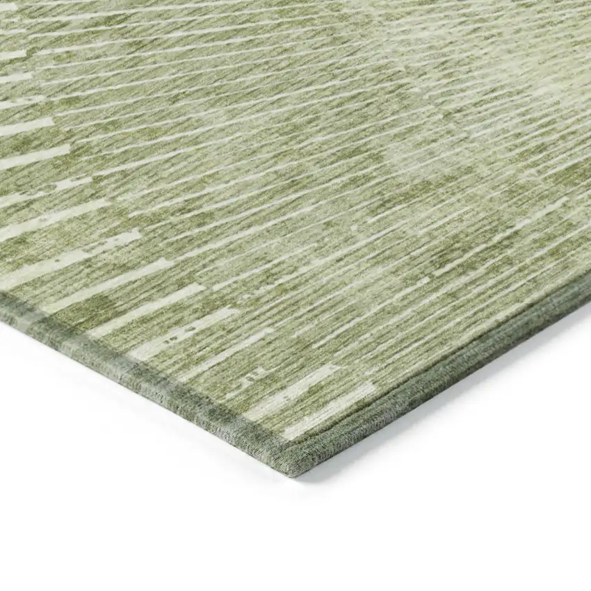 Sage Abstract Washable Non Skid Indoor Outdoor Runner Rug Photo 6
