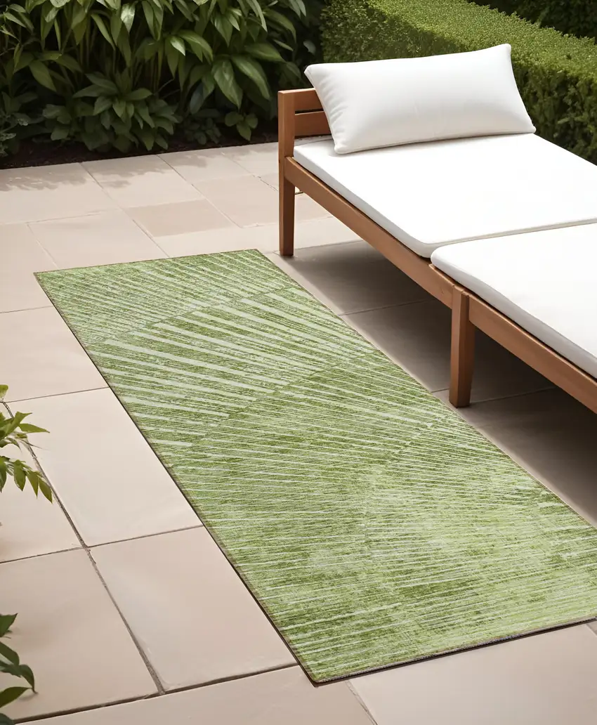 8' Runner Sage Abstract Washable Non Skid Indoor Outdoor Runner Rug Photo 1
