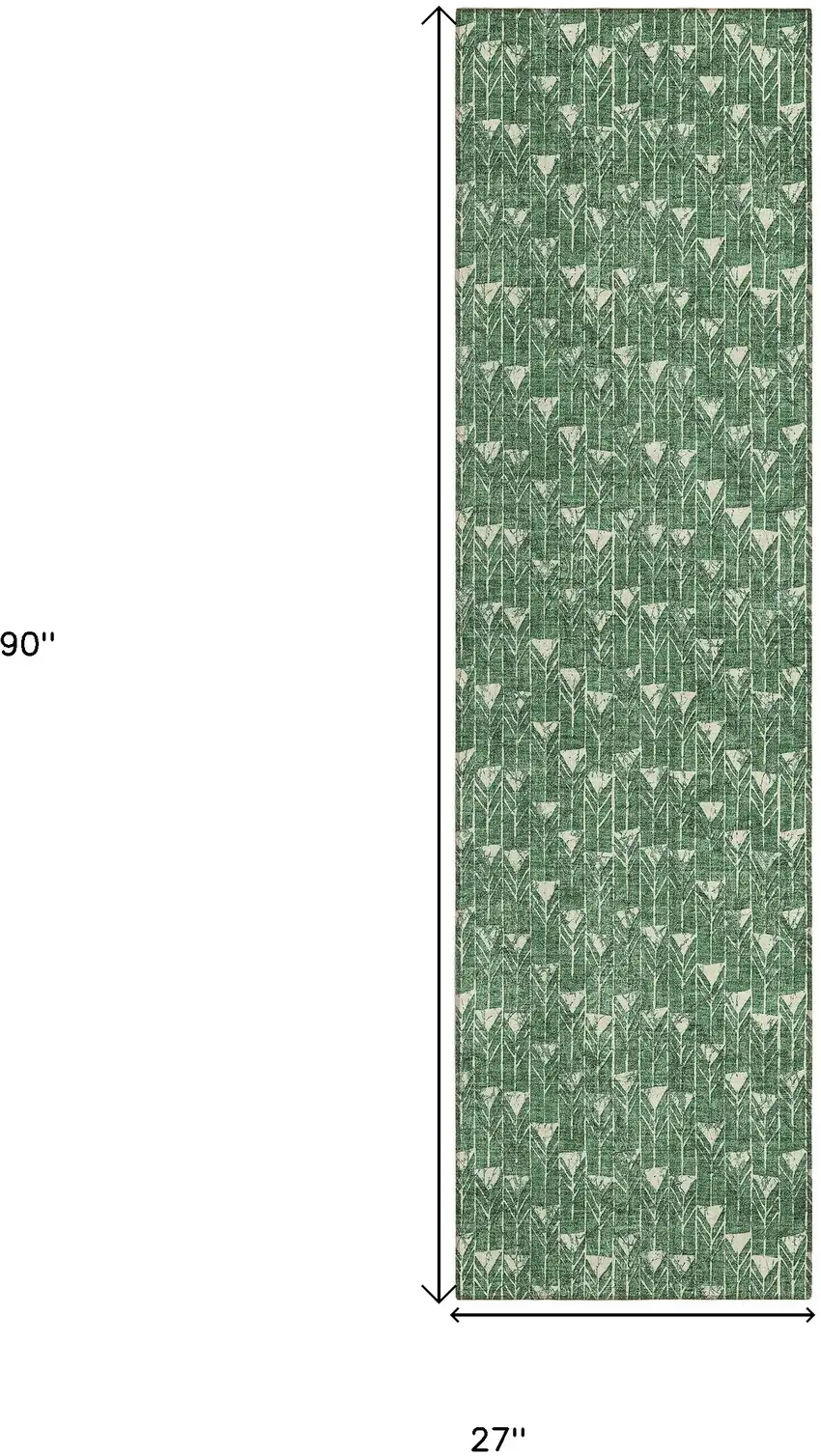 8' Runner Sage Geometric Washable Non Skid Indoor Outdoor Runner Rug Photo 3