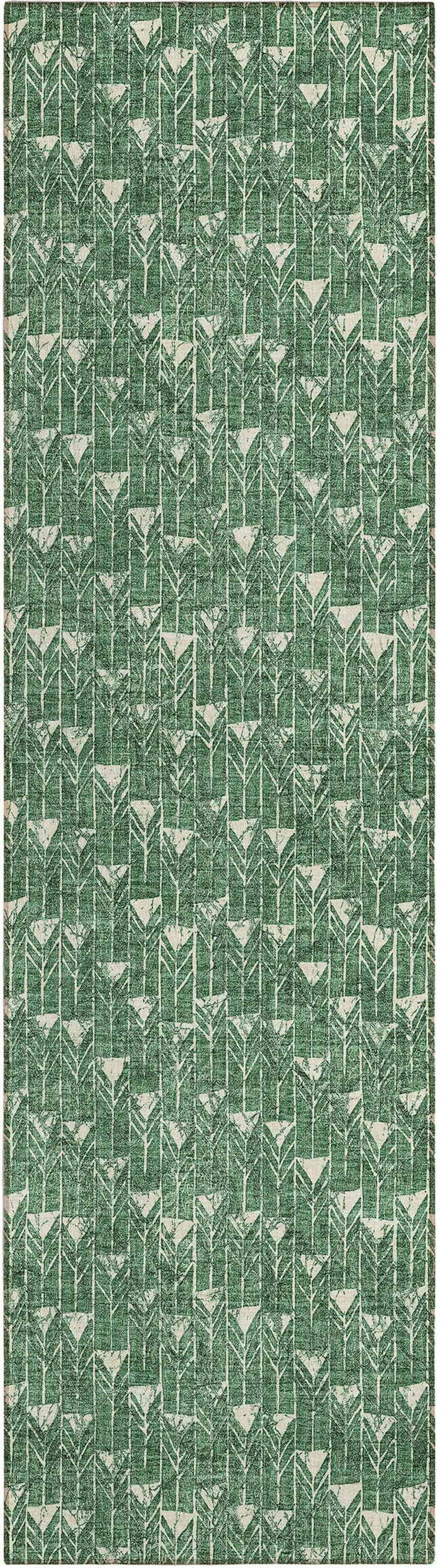 8' Runner Sage Geometric Washable Non Skid Indoor Outdoor Runner Rug Photo 2