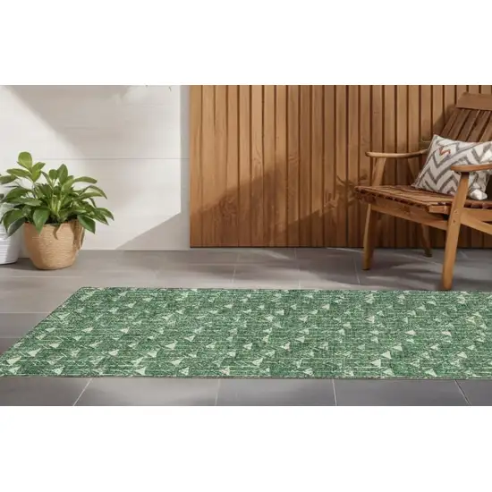 8' Sage Geometric Washable Non Skid Indoor Outdoor Runner Rug Photo 1