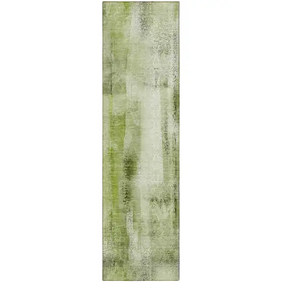 8' Runner Sage Washable Non Skid Indoor Outdoor Runner Rug Photo 2