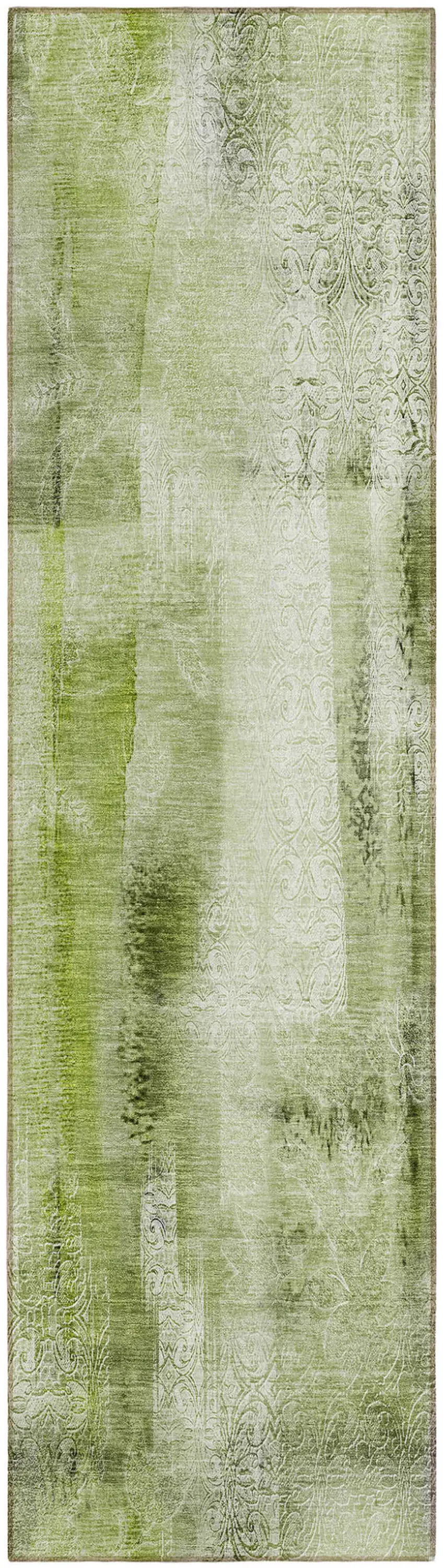 8' Runner Sage Washable Non Skid Indoor Outdoor Runner Rug Photo 2