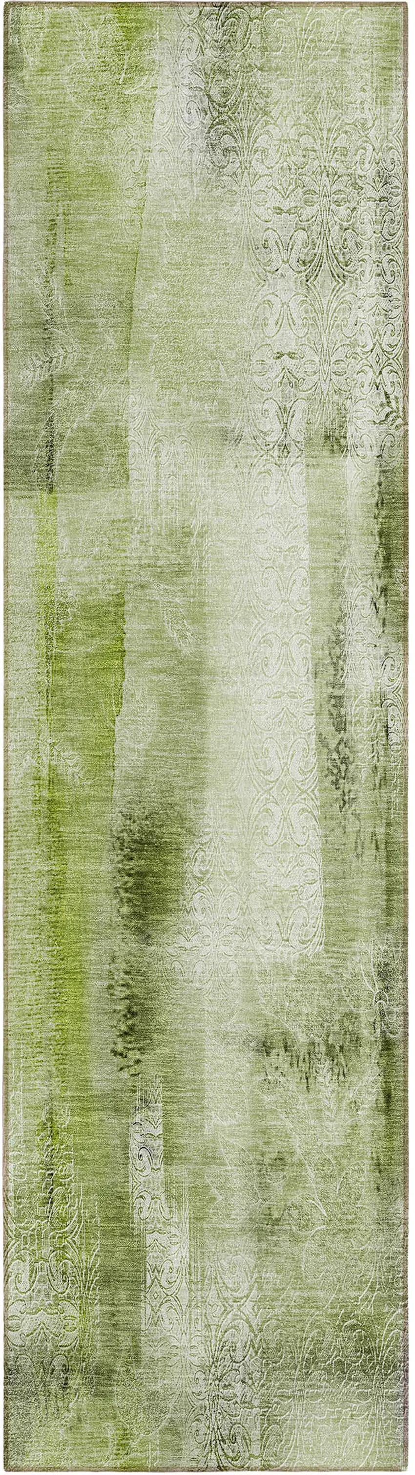 8' Runner Sage Washable Non Skid Indoor Outdoor Runner Rug Photo 2