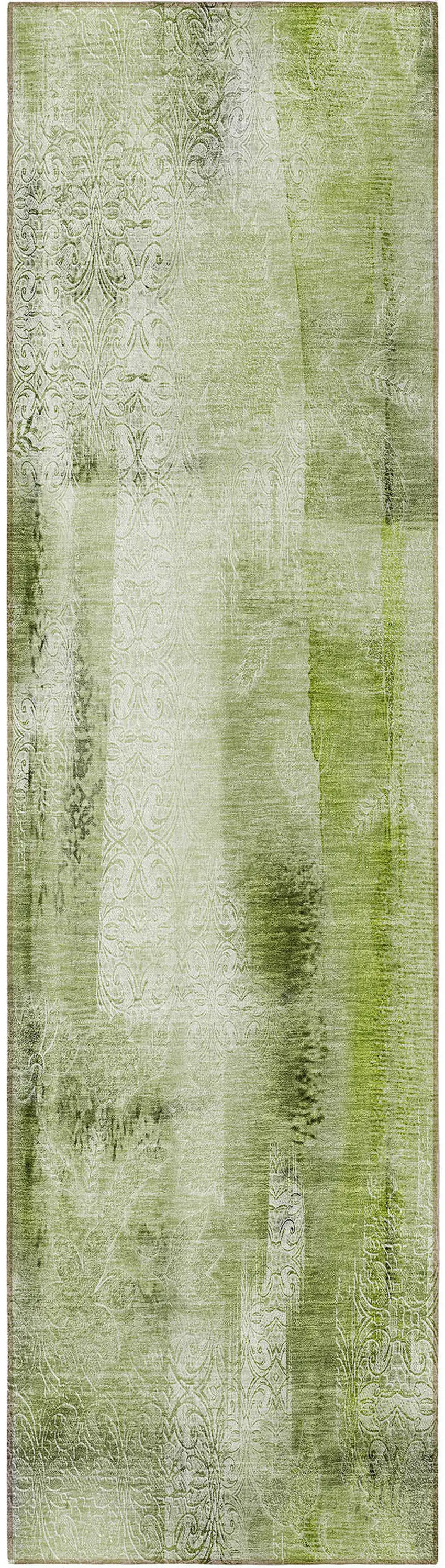8' Runner Sage Washable Non Skid Indoor Outdoor Runner Rug Photo 4