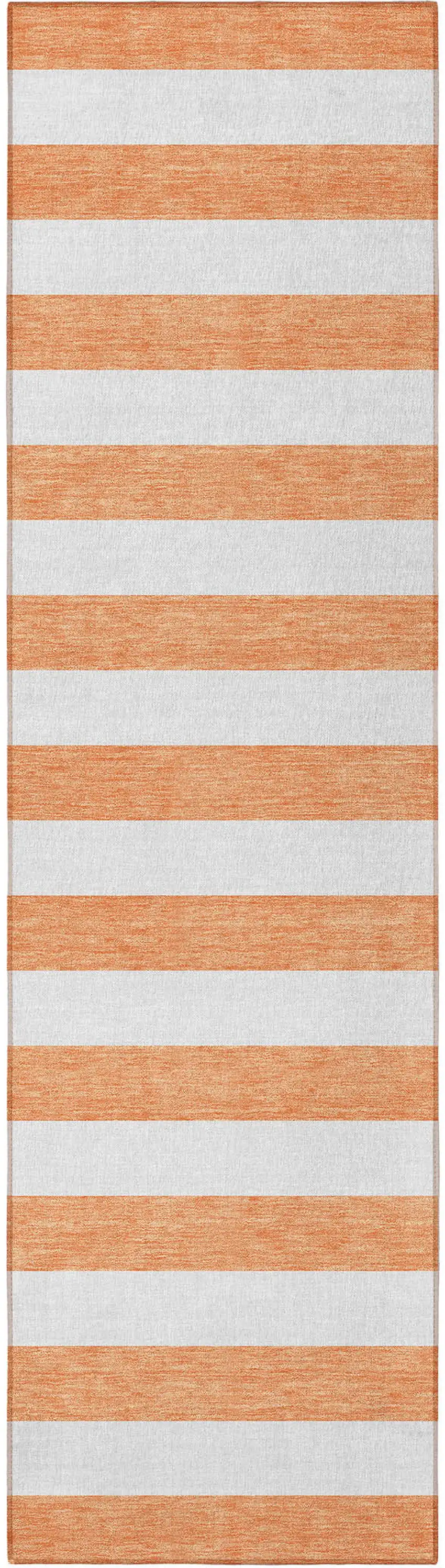 8' Runner Salmon Striped Washable Non Skid Indoor Outdoor Runner Rug Photo 2