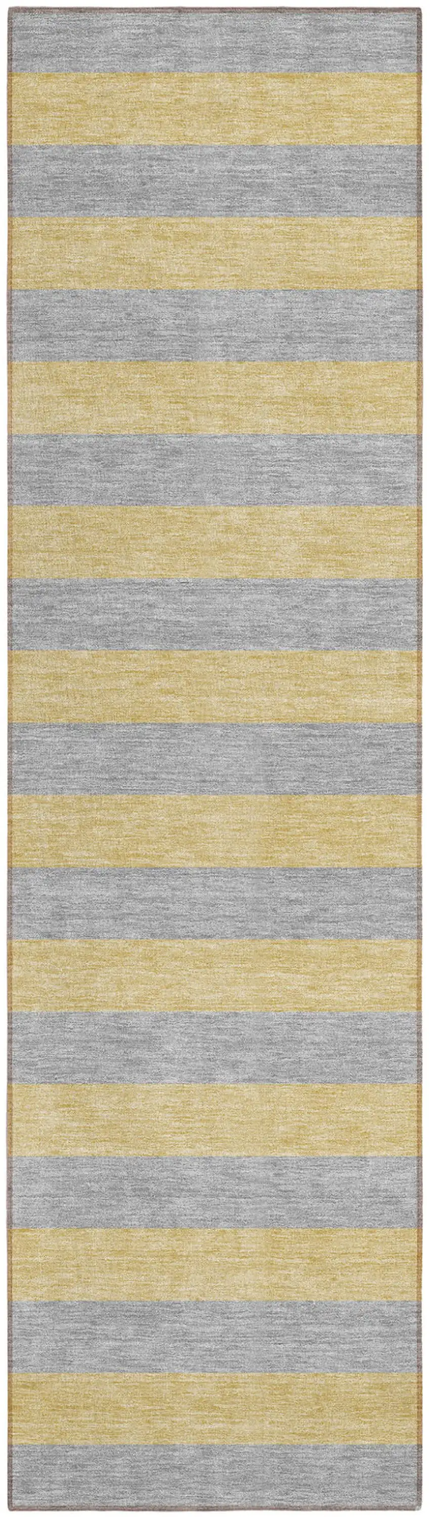 Silver Striped Washable Non Skid Indoor Outdoor Runner Rug Photo 2